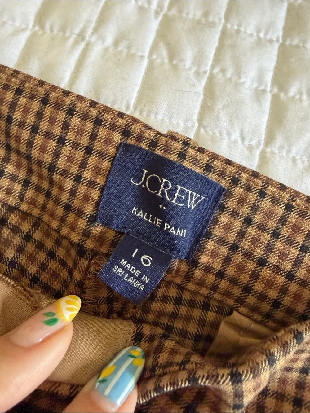J. Crew Houndstooth Straight-Leg Pants in Brown and Black